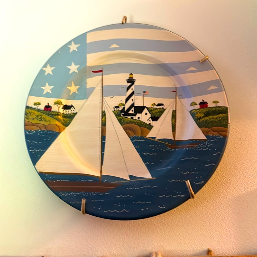 Vintage Warren Kimble From Sea to Shining Sea lighthouse Americana decor plate